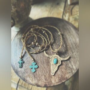 Necklace / Vintage Wrap Around Chain & Steer Skull